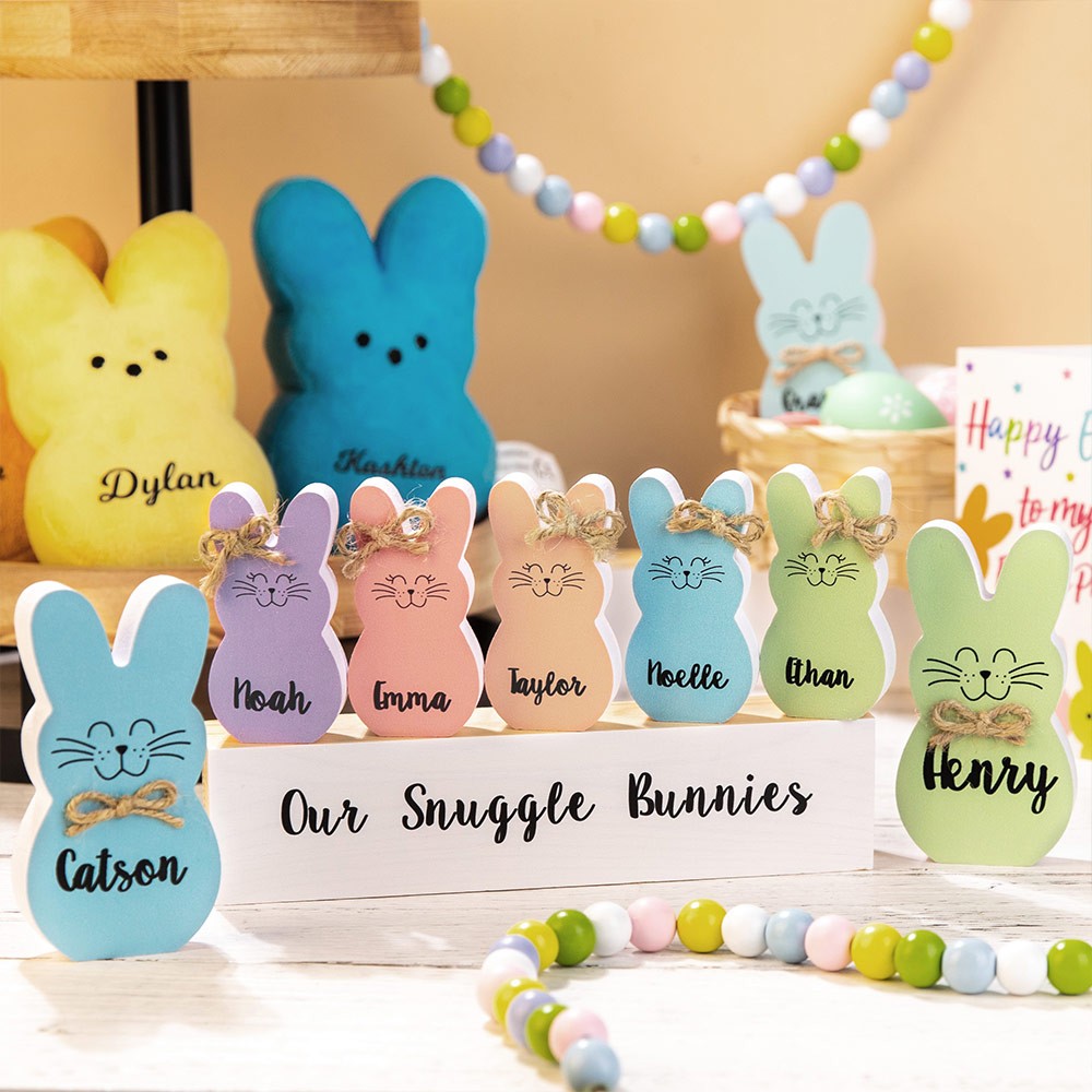 Easter 1-10 Bow Tie Bunnies Wooden Block