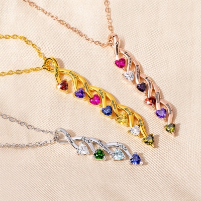 Engraved 1-8 Names Charm with Birthstones
