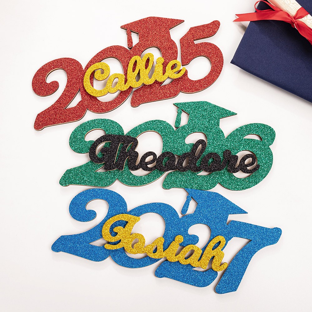 Custom 2025 Glitter Graduation Photo Prop, Wooden Graduation Sign with Name Senior Party Decoration/Dormitory Decoration, Graduation Gift