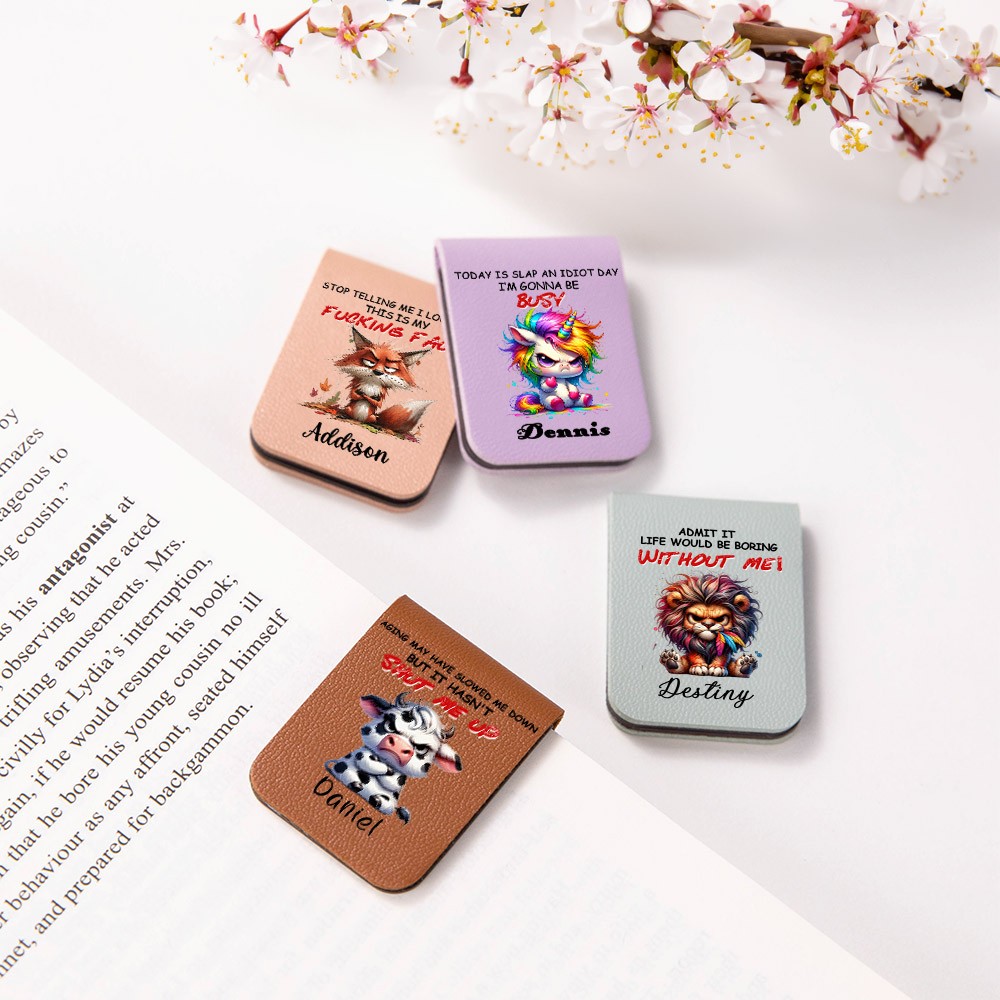 magnetic leather bookmark