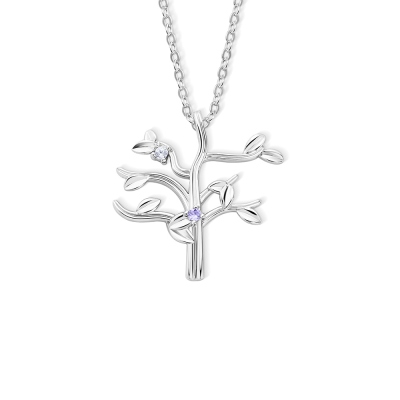 Personalized Family Tree Necklace with Birthstones, Sterling Silver 925 Dainty Family Jewelry, Birthday/Mother's Day Gift for Her/Mom/Grandma