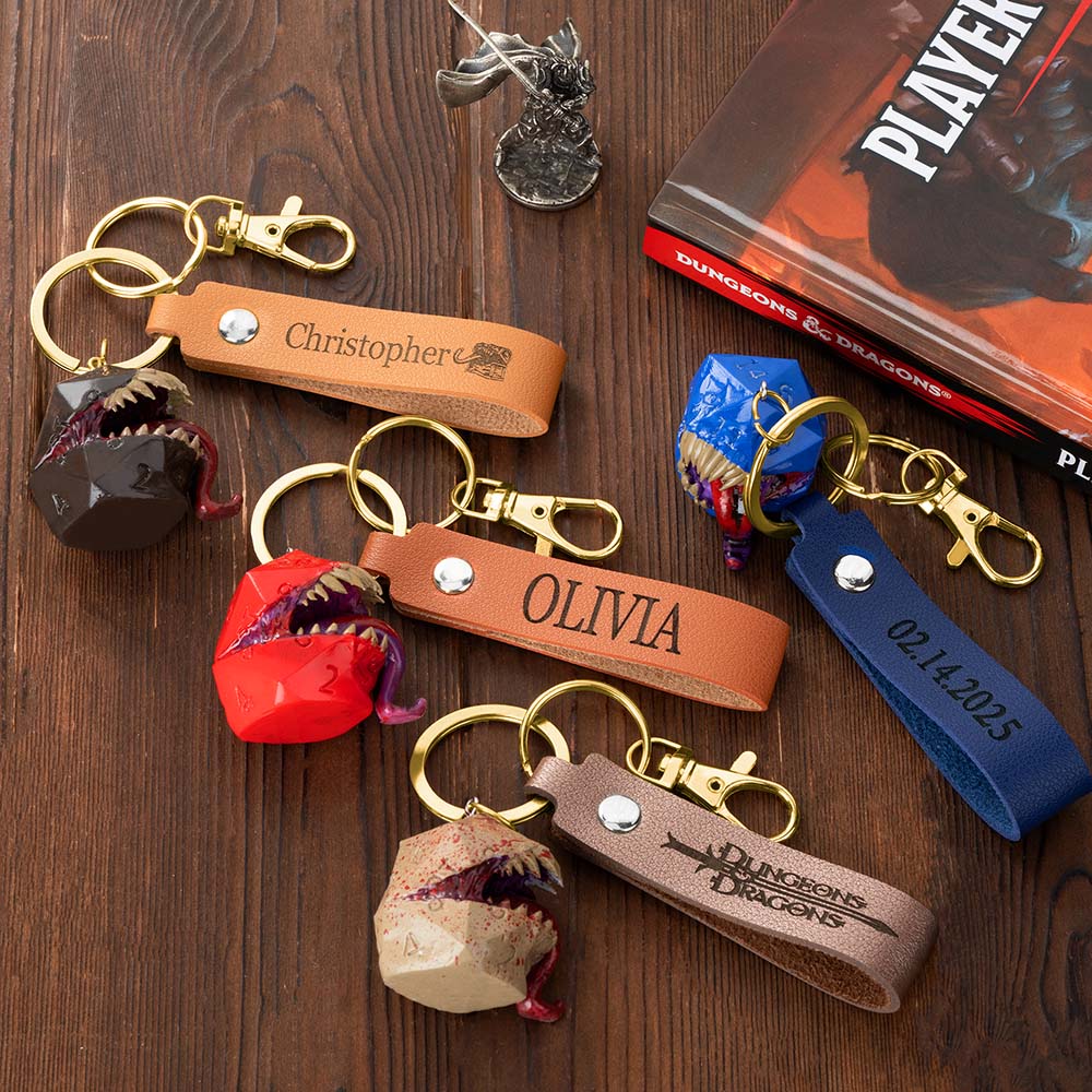 Custom Name Chest Mimic Dice Backpack Pendant, Monster Dice Key