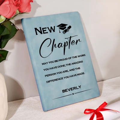 Personalized Name New Chapter Motivational Notebook, A5 Leather Journal, High School/College Class of 2025 Graduation Notebook, Gift for Graduates