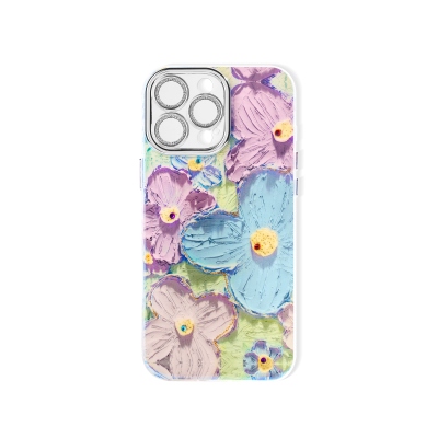 Glitter Flower iPhone Case with Rhinestones, Floral Bloom Cloud Case