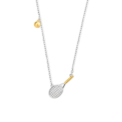 Dainty Tennis Necklace, 3D Tennis Racket & Ball Necklace, Sterling Silver 925 Sports Jewelry, Birthday/Anniversary Gift for Tennis Lovers/Sports Fans