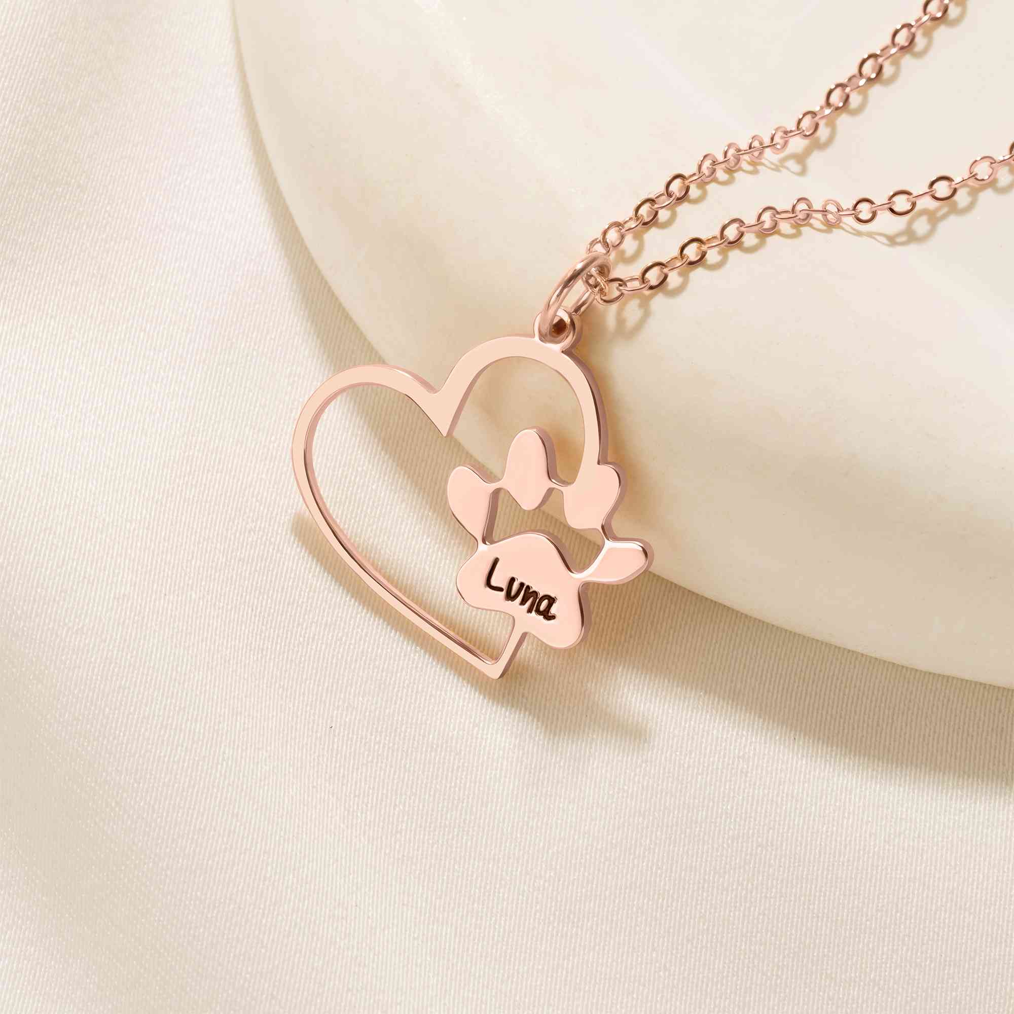 Collana Con Ciondolo Cuore E Impronta Animale 'Love' - Argento 925 Con Zirconi - Silver Mountain