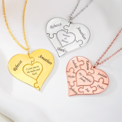 Personalized Heart Puzzle Necklace