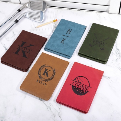 Personalisierter Golf Scorecard-Halter aus Leder mit Multicolor, Golf Yardage Book Cover mit individuellem Namen, Golf-Zubehör, Geschenk für Golfer/Papa/Bräutigam