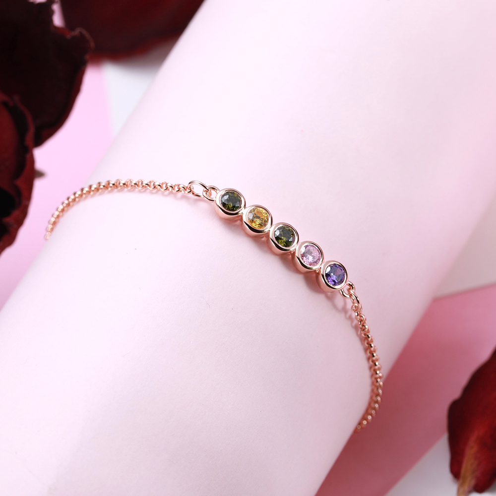 Dolce Valentina Sterling Silver Children's Bangle – Engraved, Custom Birthstone & Name – .925 UK Made