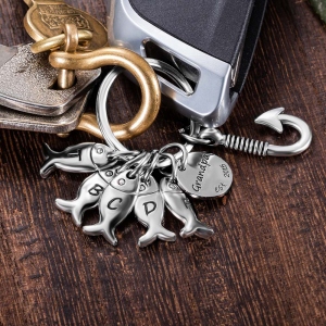 Personalized Father Fishing Keychain