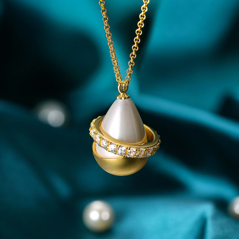 Colar personalizado de círculo e gota d'água