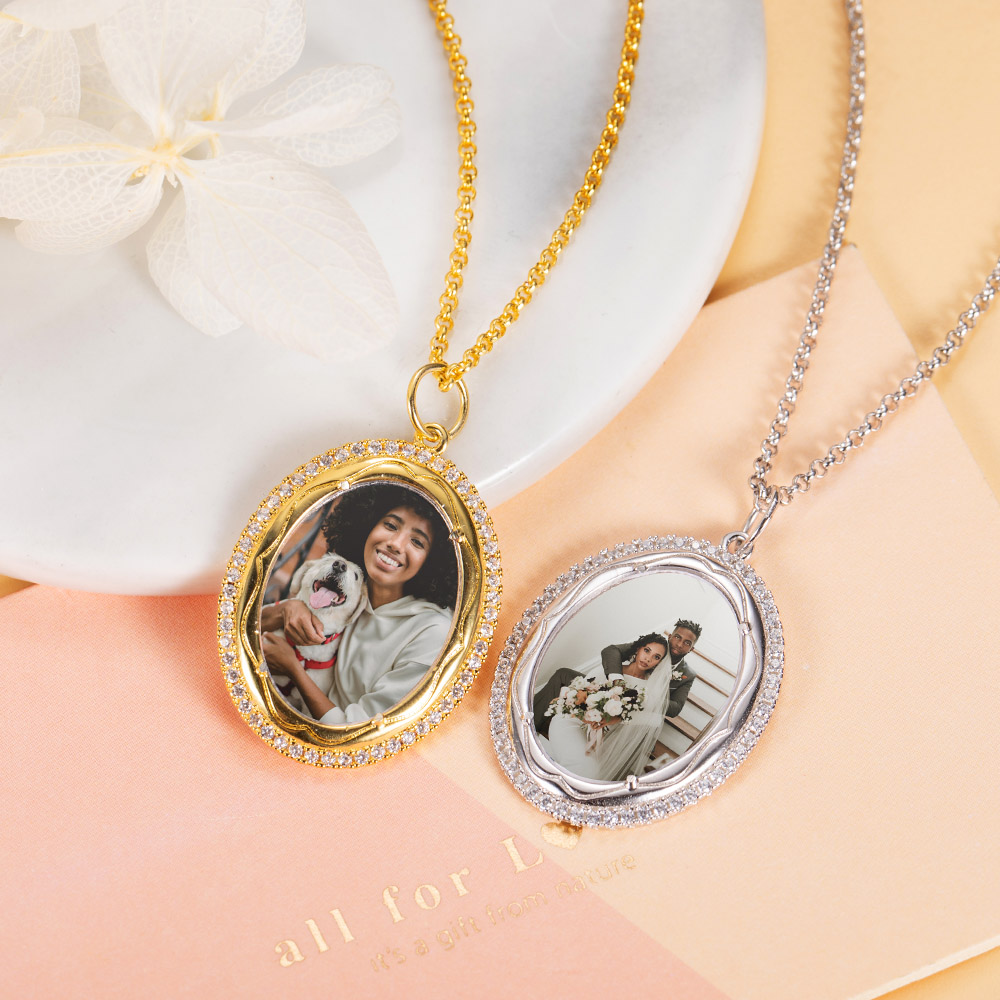 Collana Con Proiezione In Argento Sterling 925 – Gioiello Personalizzato Con Foto – Regalo Esclusivo Per Lei In Scatola Regalo