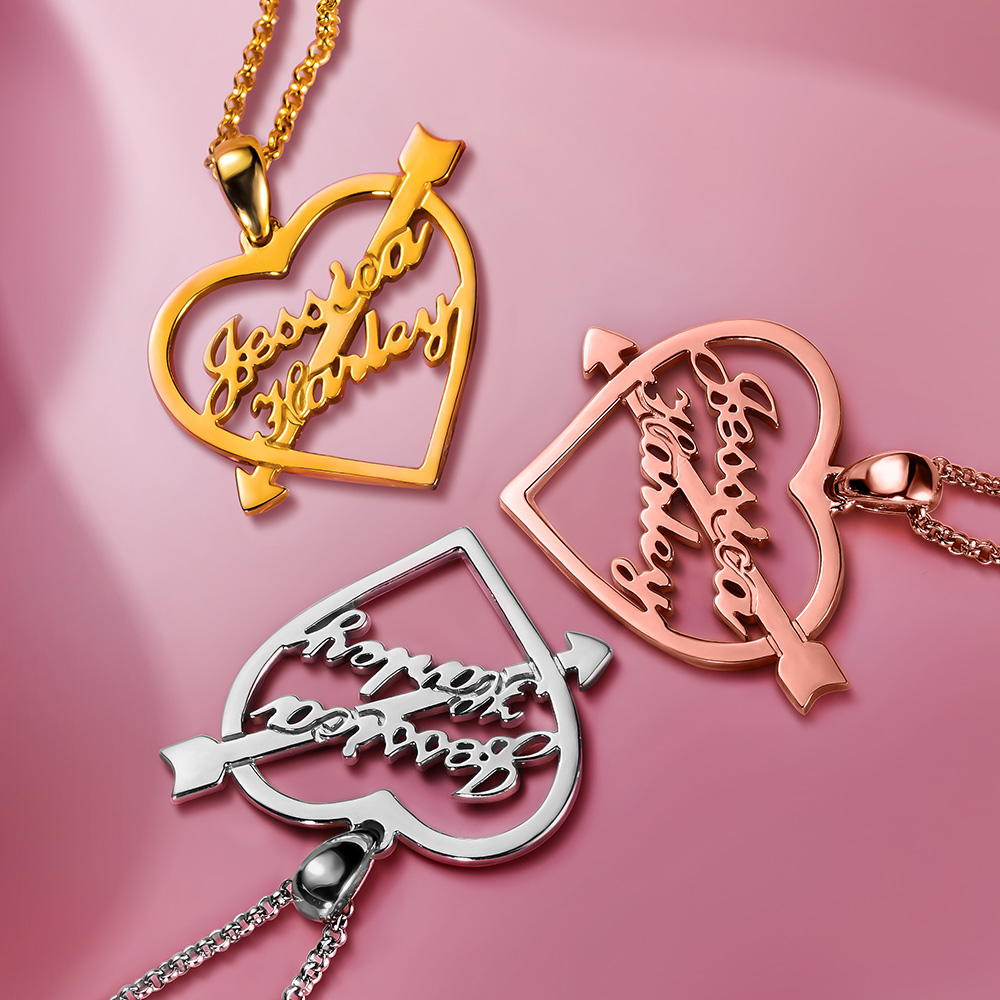 Personalized Heart Arrow Name Necklace