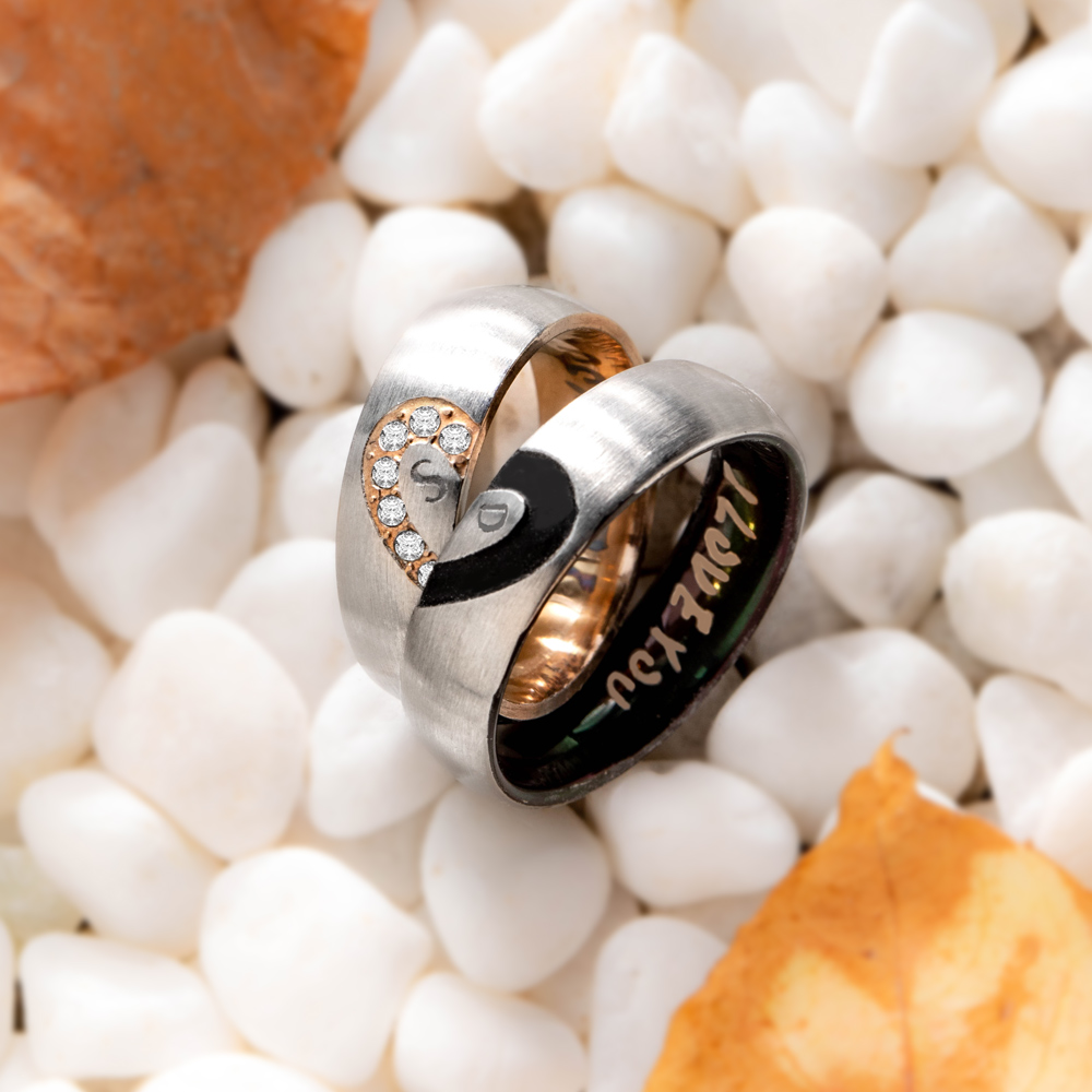 Personalized Heart Couple Rings