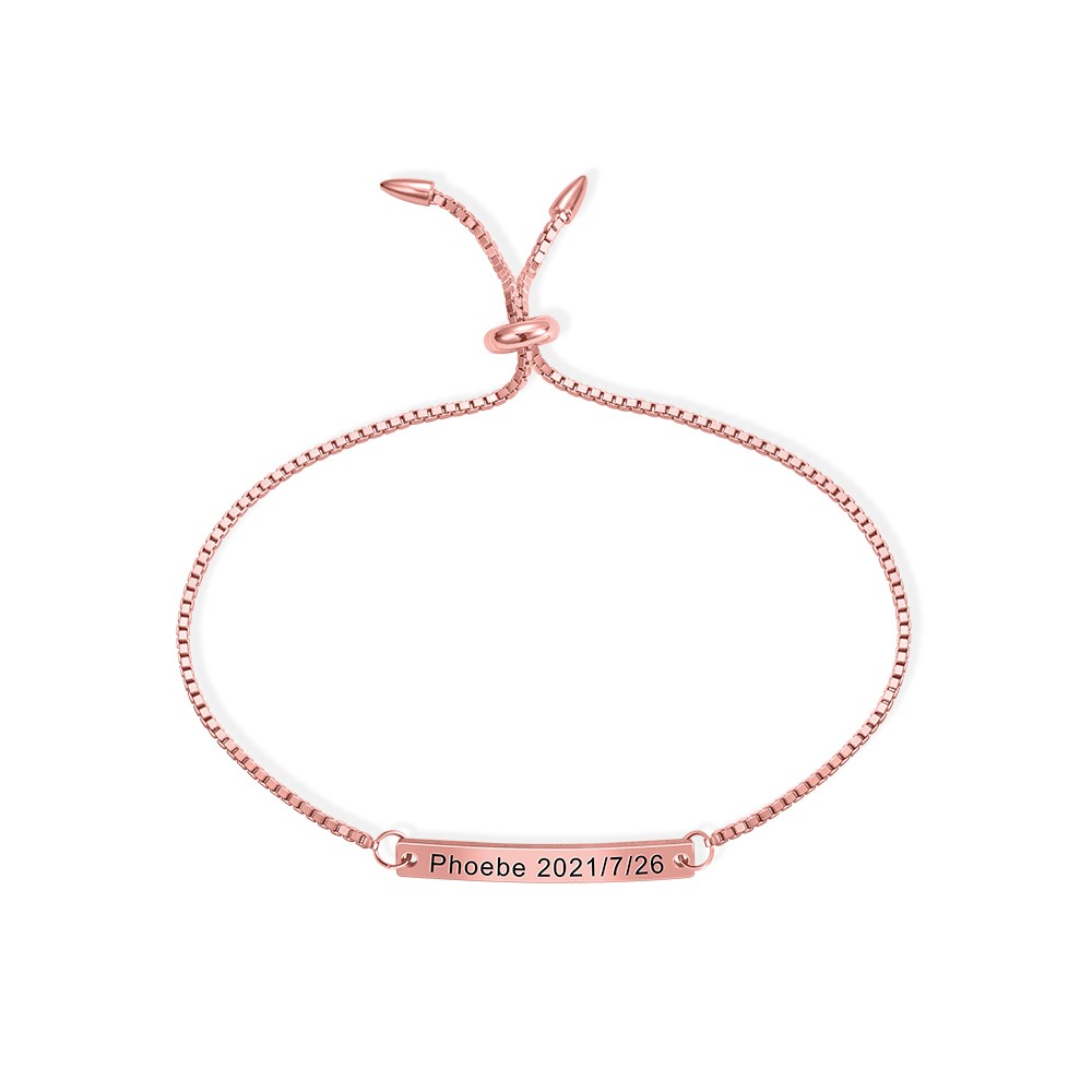 16K Gold Your Name Bar Bracelet Personalized Gift Gold...