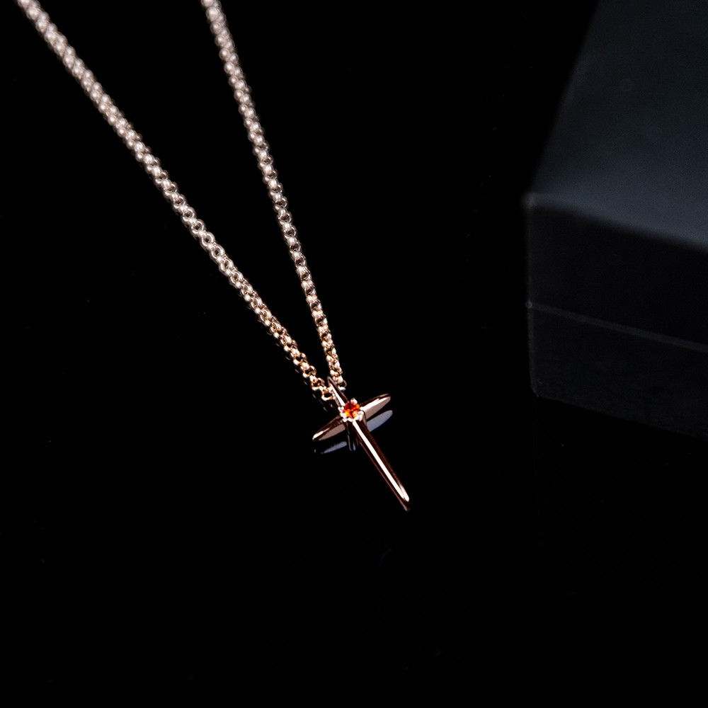 Cross Necklace with Custom Birthstone, Silver Dainty Religious Gift Petite Cross Necklace, Faith Lucky Jewelry Birthday Gift for Women Girls