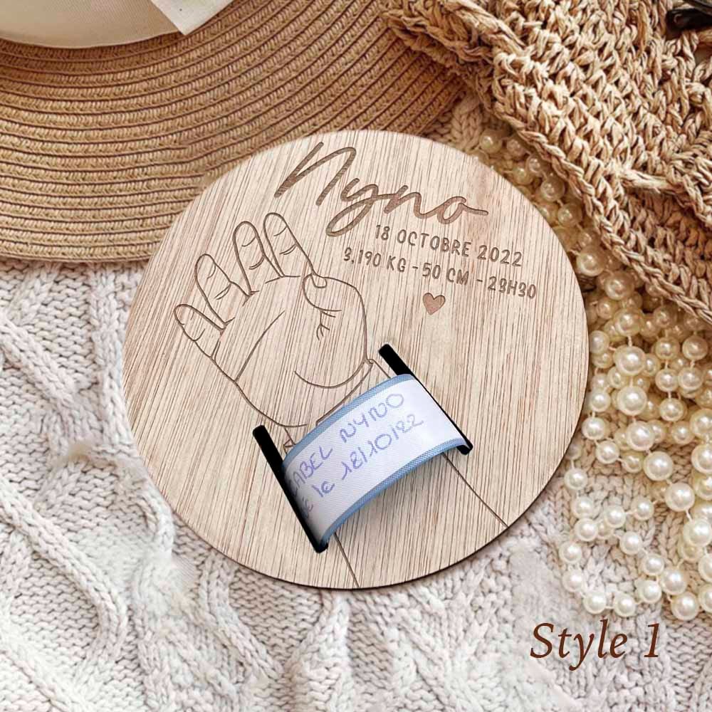 Custom Wooden Birth Bracelet Holder, Maternity Bracelet Souvenir Card ...