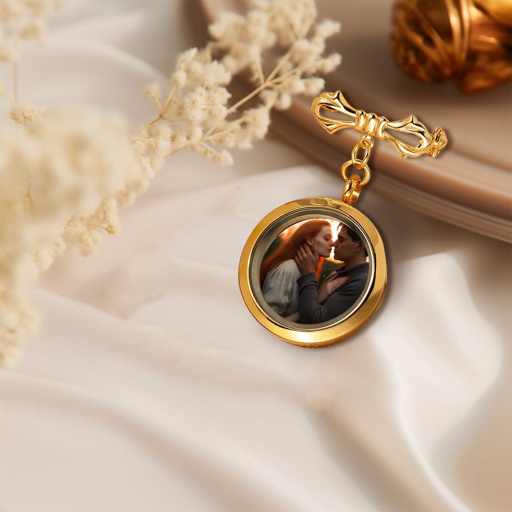 Custom Photo Wedding Lapel Pin, Picture Brooch for Groom, Bridal