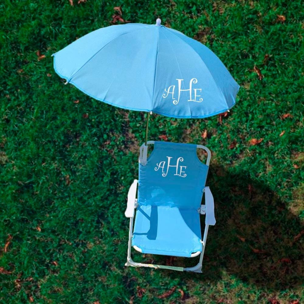 Custom Name Beach Chair with Umbrella, Camp Chair, Foldable Outdoor ...
