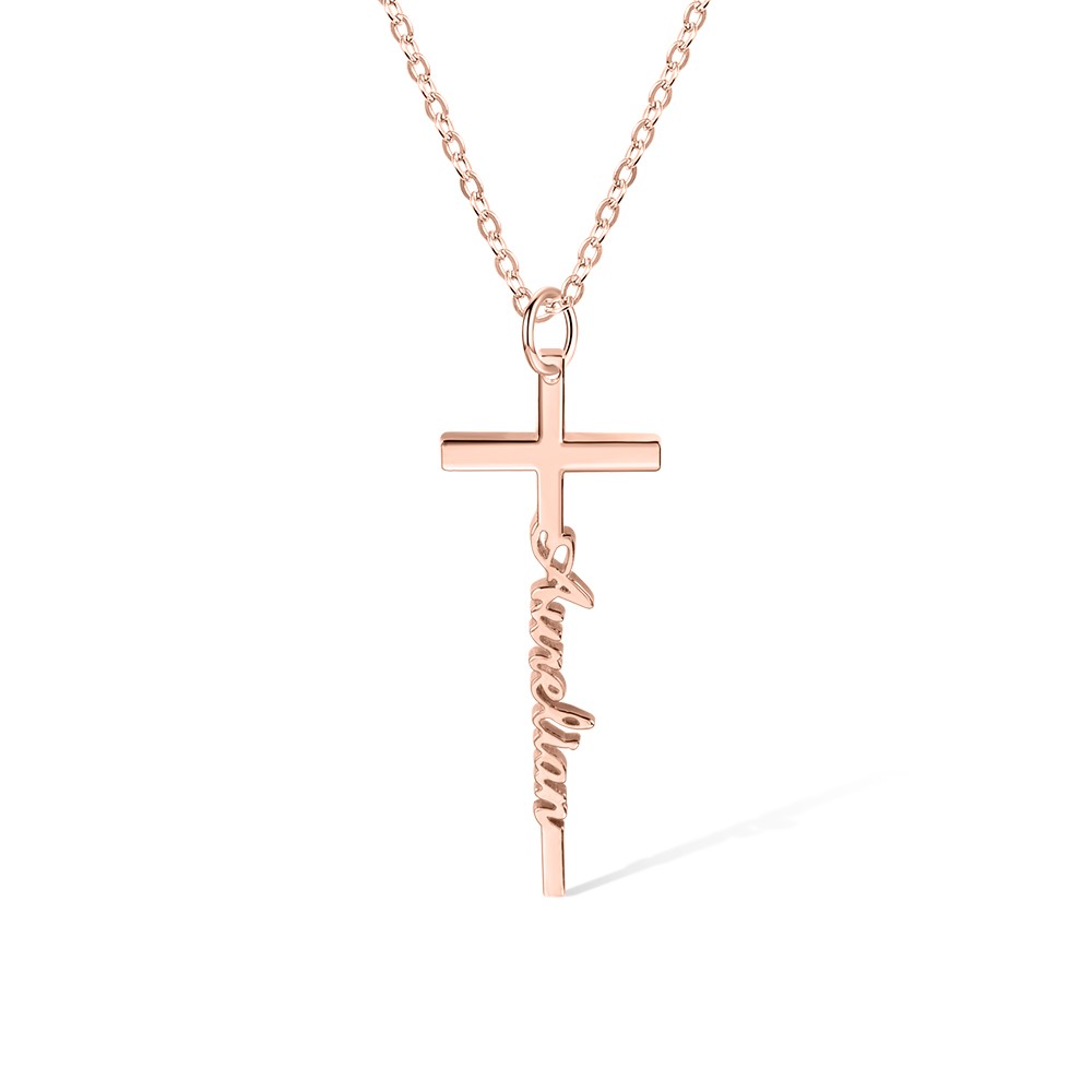 KINGWHYTE Collana Con Croce In Argento Sterling 925 Per Donna – Ciondolo Religioso 20x30mm, Catena Regolabile 18+2 Pollici, Regalo Cristiano
