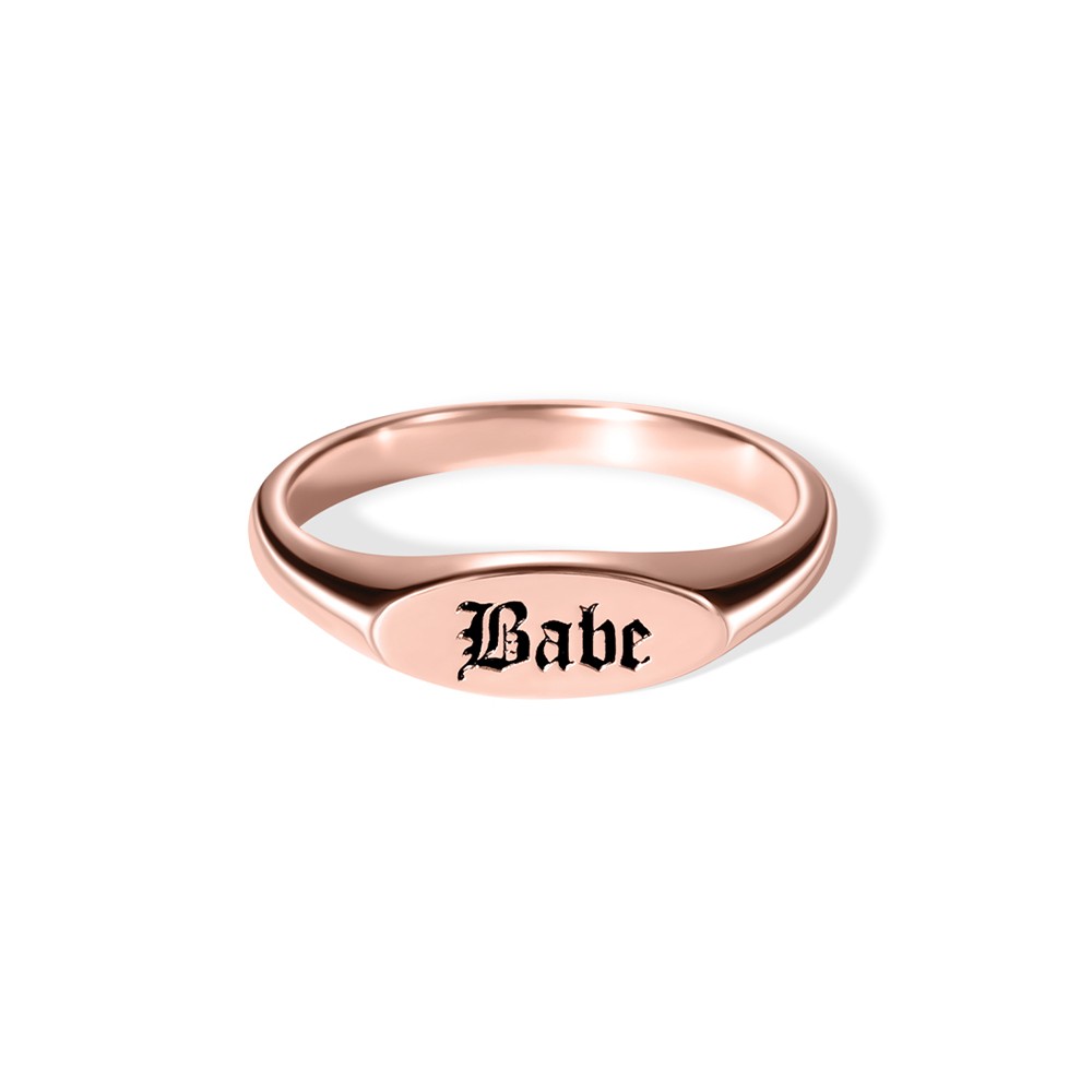 Personalized Name Oval Signet Ring, Dainty Engraved Statement Name Ring, Mother's Day/Birthday/Bridesmaid's Gift for Her/Wife/Family/Friends