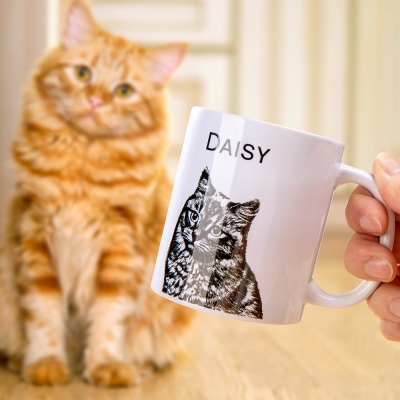 Personalized Pet Name & Photo Memorial Mug, Pet Portrait Coffee Ceramic Mug, Home Decoration, Birthday/Anniversary Gift for Family/Friend/Pet Lover