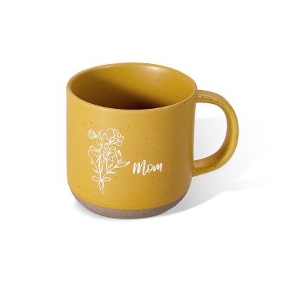 Personalized Birth Flower Bouquet Morandi Color Ceramic Mug, Customized Engraved Name Coffee Mug, Birthday/Mother's Day/Housewarming Gift for Mom/Her