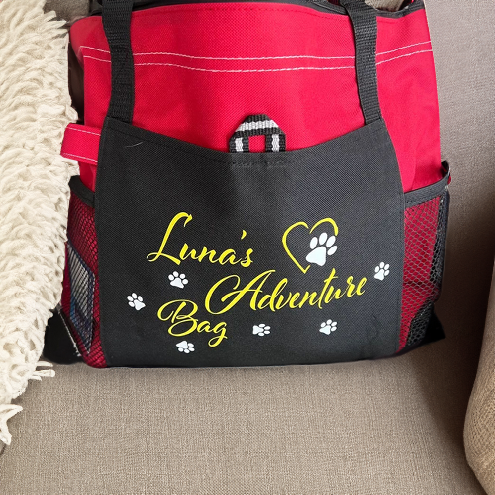 Personalized Doggie Things Pet Tote Bag with Zipper, Custom Pet Travel Daycare Bag, New Puppy Gift, Pet Groomer Gift for Pet Lover/Pet Owner