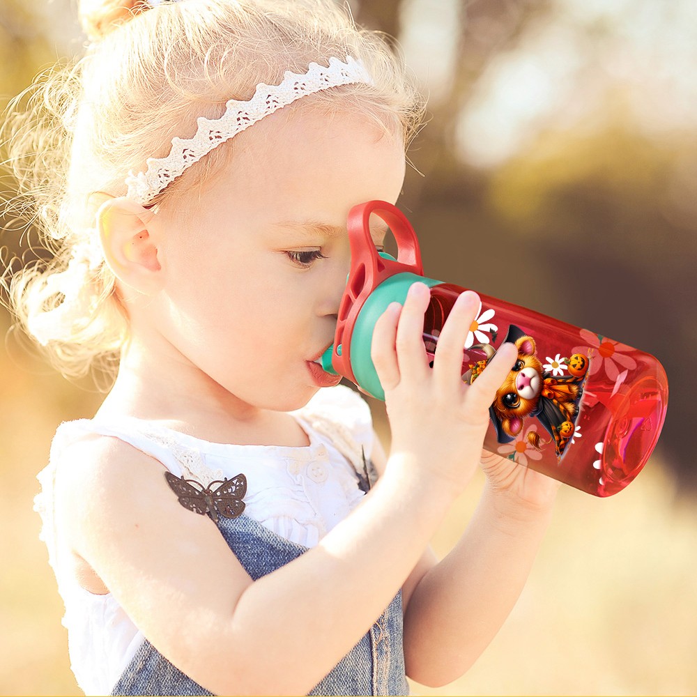 Gourde Isotherme Phosphorescente Pour Enfants 480 Ml - Acier Inoxydable, Paille, Étanche, Pour École, Sport, Voyage