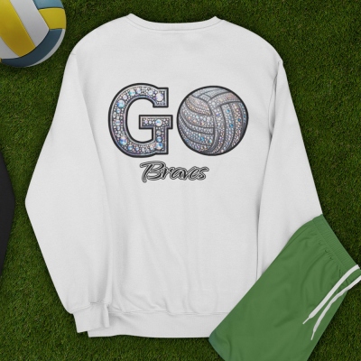 Personalized Faux Sequin Volleyball/Baseball/Basketball Sweatshirt, Custom Name Game Day Sports Crewneck, Sports Gift for Sports Lover/Sports Mom/Her