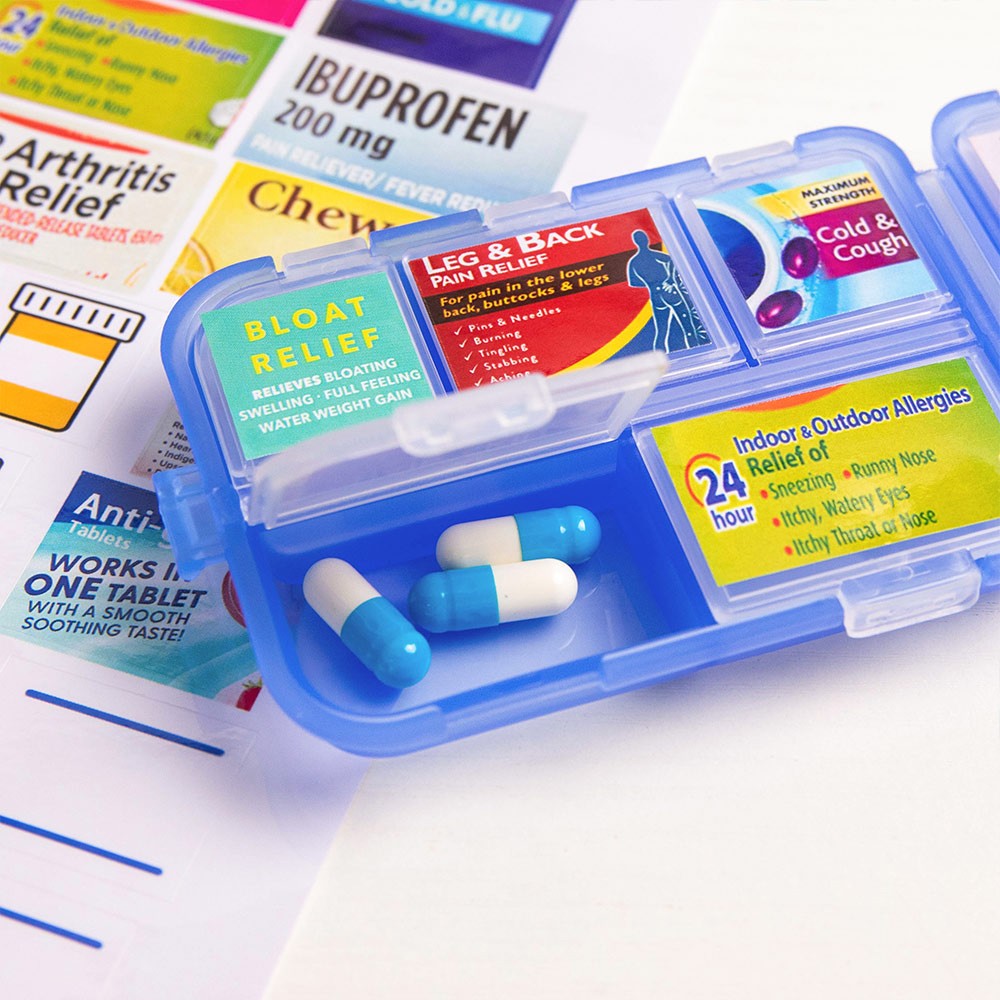 pocket pharmacy with labels