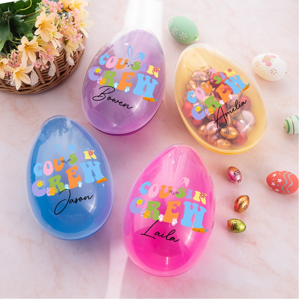 Personalized Cousin Crew Easter Eggs Custom Name, Multicolor Easter Egg for Family and Kids, Unique Holiday Gift for Easter Celebration