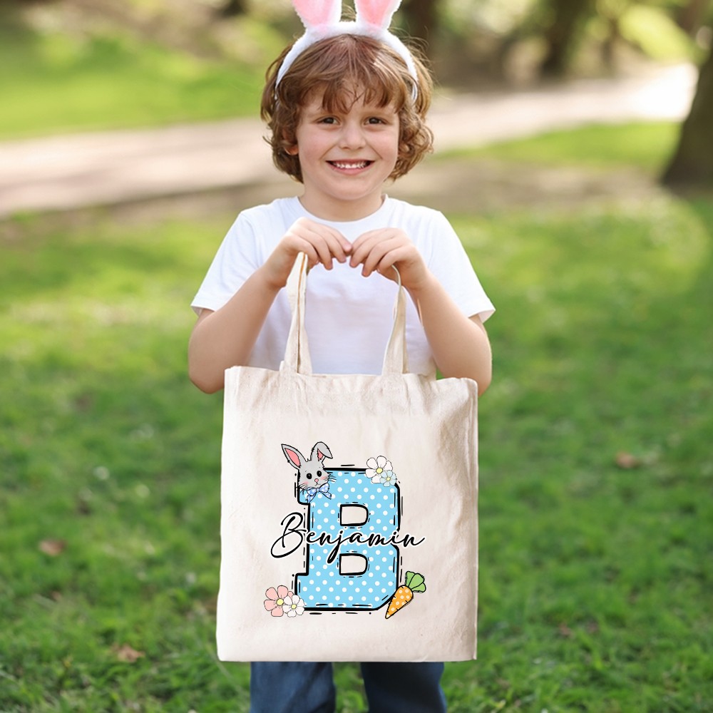 large grocery tote bag with easter alphabet