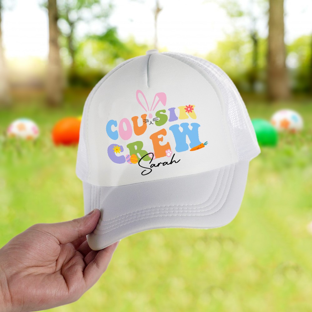 Personalized Cousin Crew Easter Baseball Hat, Custom Name Easter Cap for Family, Adjustable Hat for Kids and Adults, Holiday Gift for Easter Celebration