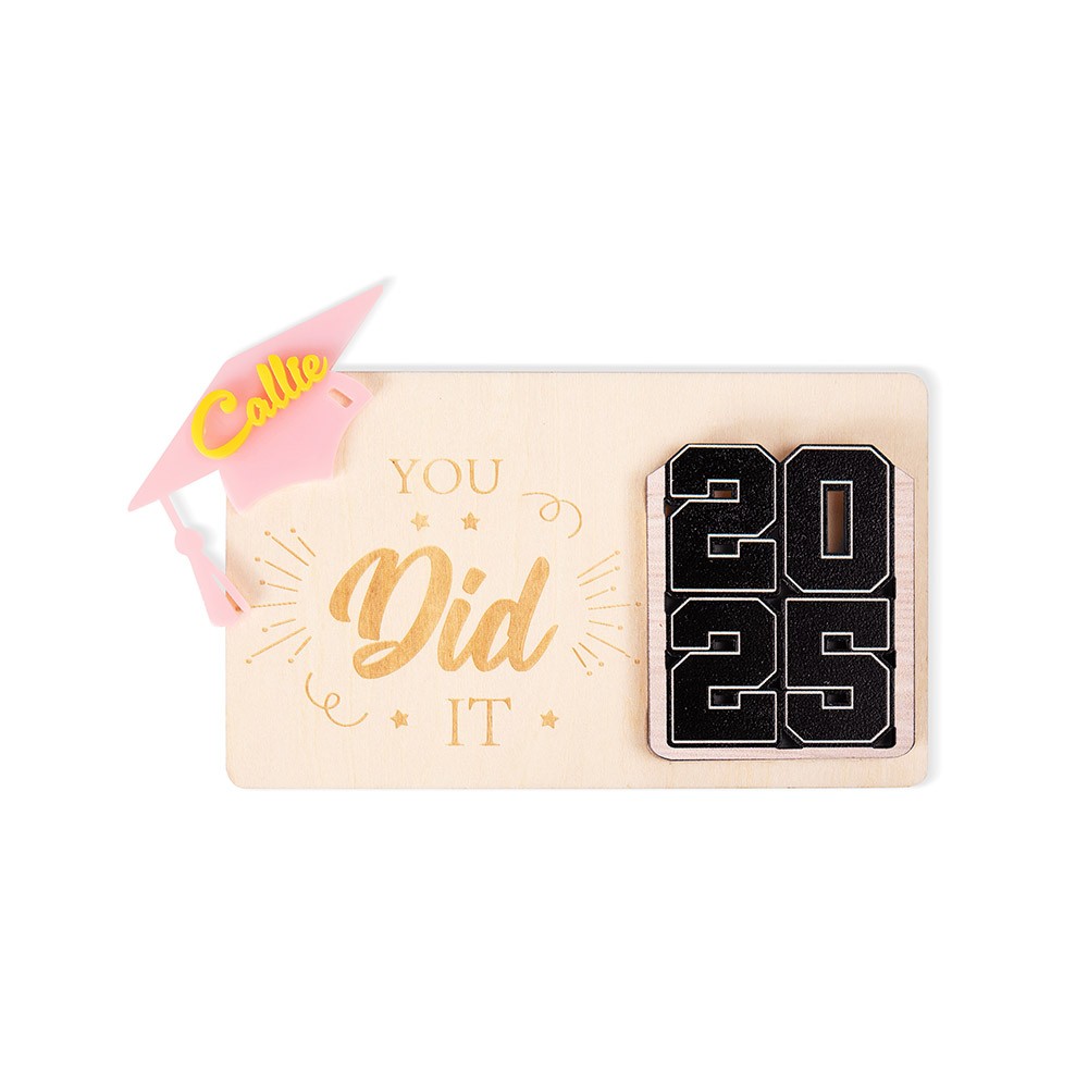 Personalized Name Graduation Money & Gift Card Holder, Custom Class of 2025 Graduation Cap Wood Card Box with Quote, Gift for Graduates/Students