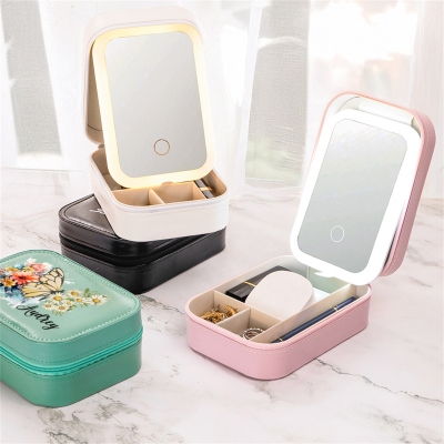 makeup storage box with led light mirror