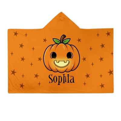 Custom Name Halloween Hooded Blanket, Cozy Wearable Throw with Fun Spooky Designs, Festival Gift for Friends/Family/Kids