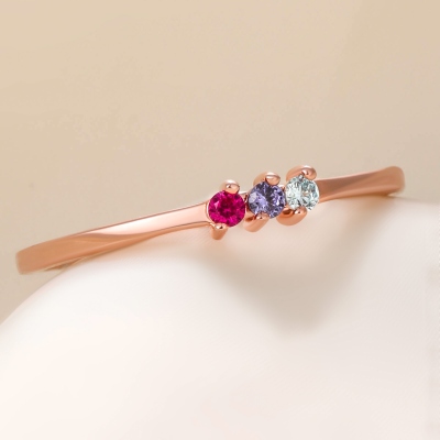 Custom Mini Family 1-8 Birthstone Ring, Personalized Gemstone Sterling Silver 925 Ring, Stackable Ring, Christmas Gift, Birthday Gift for Her/Mother