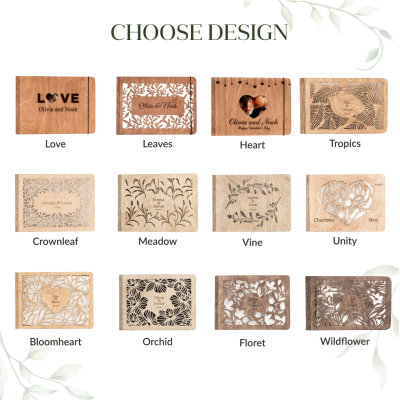 Personalized Gift, Wooden Photo Album Engraved, Scrapbook Album for Her, Custom Family Photo Album Honeymoon, Christmas Gift for Couple