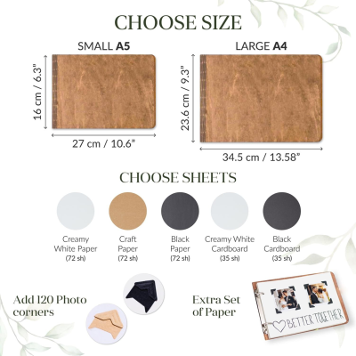 Personalized Gift, Wooden Photo Album Engraved, Scrapbook Album for Her, Custom Family Photo Album Honeymoon, Christmas Gift for Couple