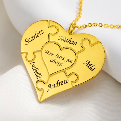 Personalized Heart Puzzle Necklace