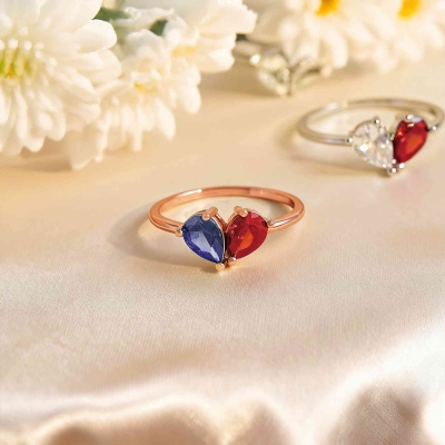 bague à deux pierres de naissance