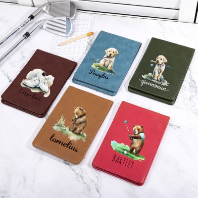 Custom Leather Golf Scorecard Holder, Golf Yardage Book Cover in Pet Design, Golf Accessories, Birthday/Christmas/Wedding Gift for Golfers/Best Men