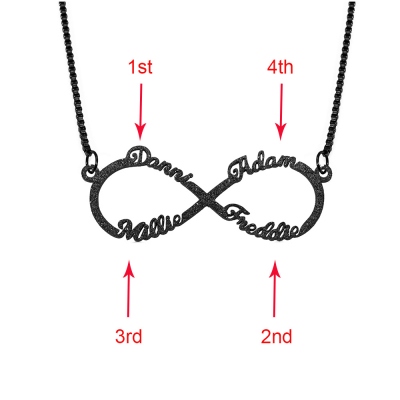 Personalisierte Sparkling Unendlichkeit Name Halskette in Schwarz
