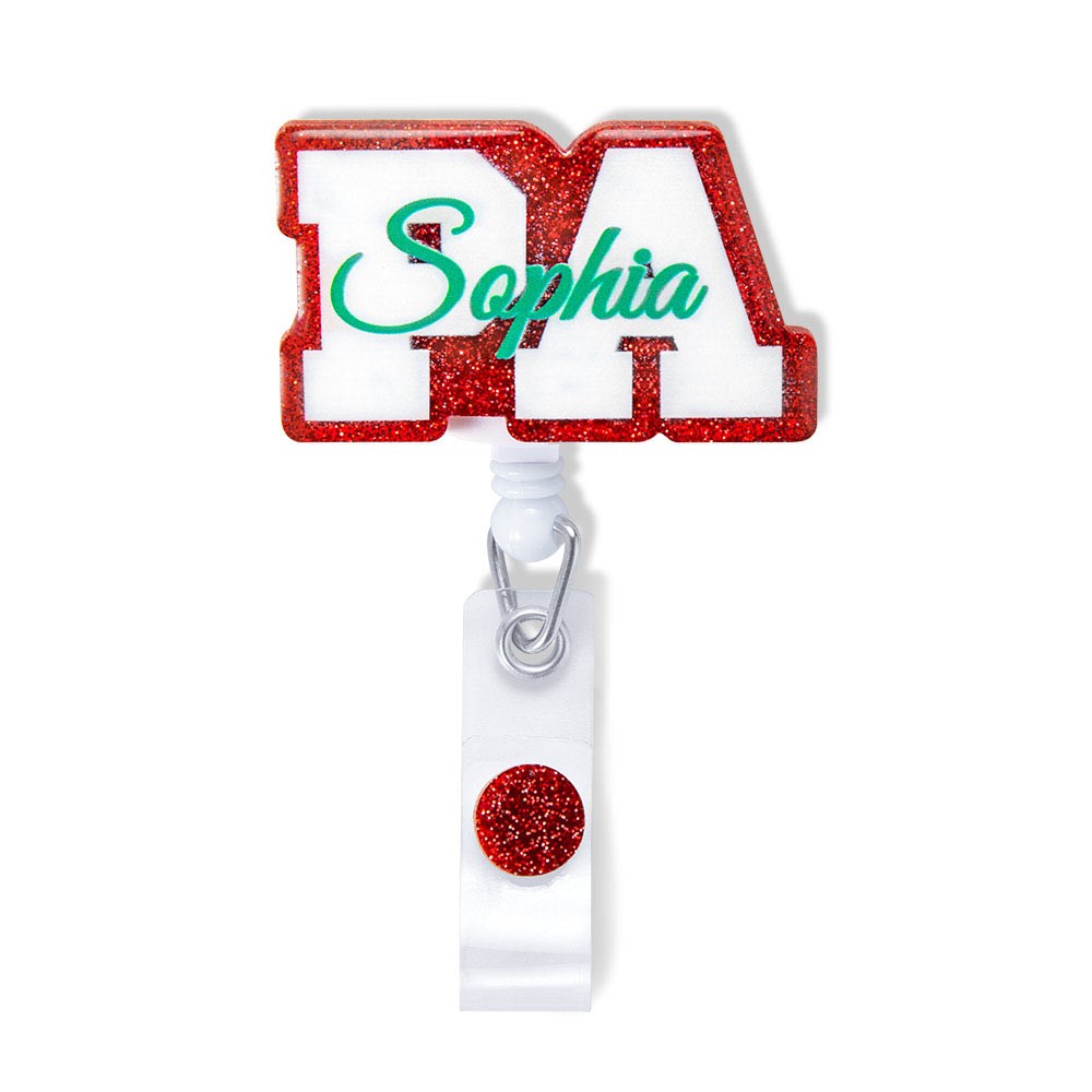  Roseinside Personalized Name Glitter Badge Reel for