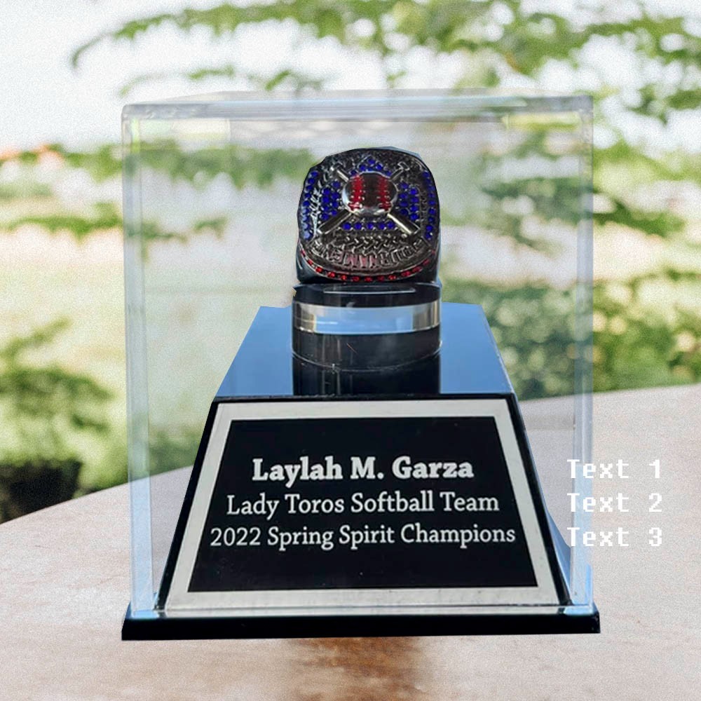 Custom Engraved Championship Ring Display Case Acrylic for Fantasy