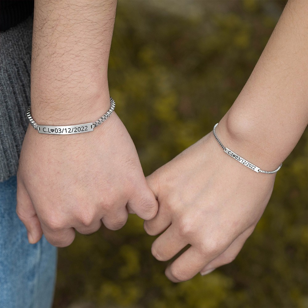 BOCHOI Set Di 2 Bracciali In Codice Morse Per Coppie: Braccialetti Con Perline In Acciaio E Corda Nylon, Messaggio Segreto 'Ti Amo', Regalo Per Lui E Lei