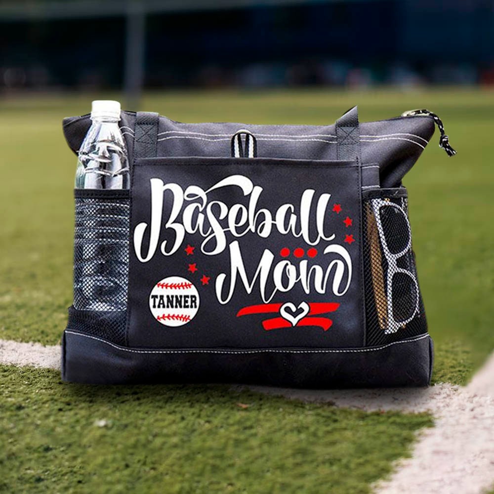 Custom Name Baseball/Softball Mom Lightweight Tote Bag, Canvas Sports