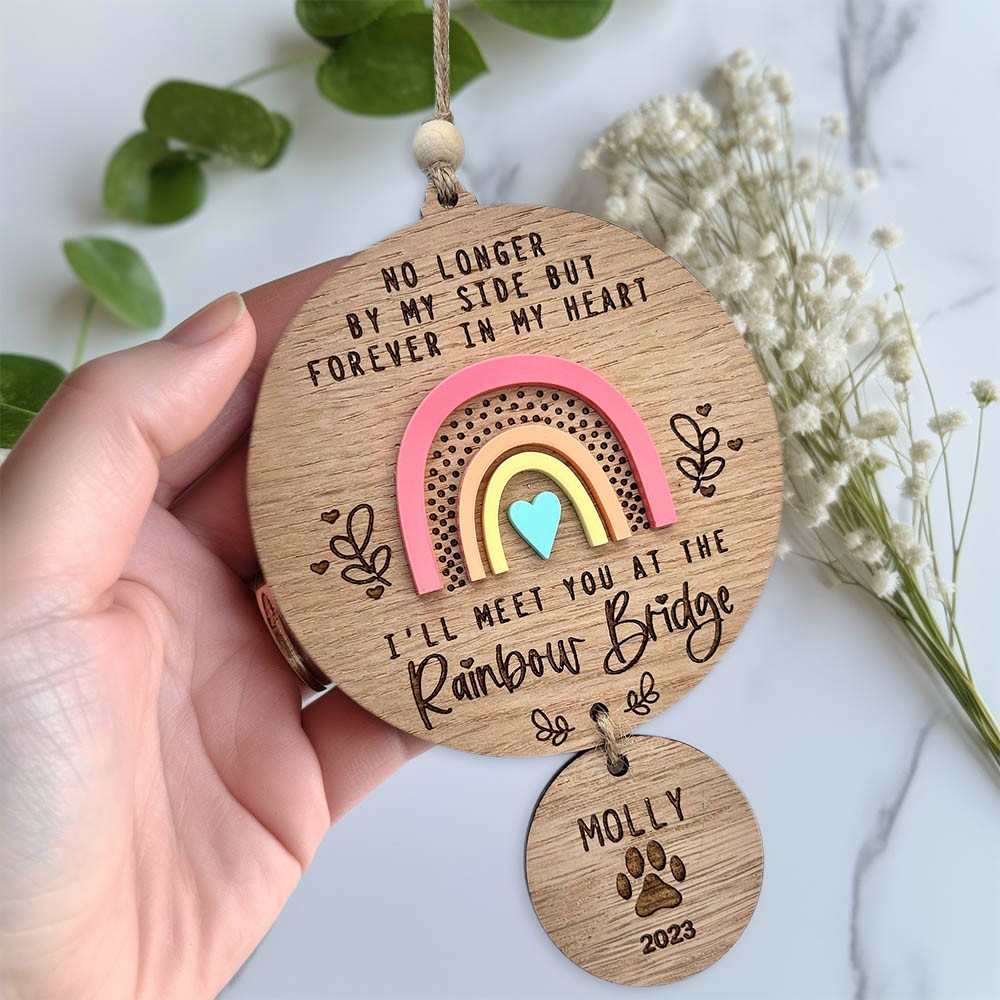 Custom Name Pet Loss Memorial Rainbow Bridge, Pet Loss Memorial Wooden