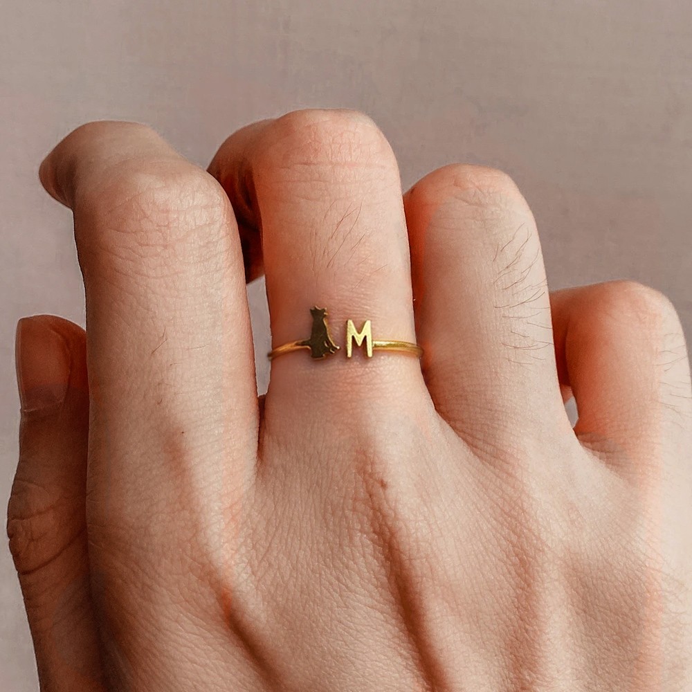 Fashion Personality Glossy Letter Ring 18k Plated Holiday - Temu